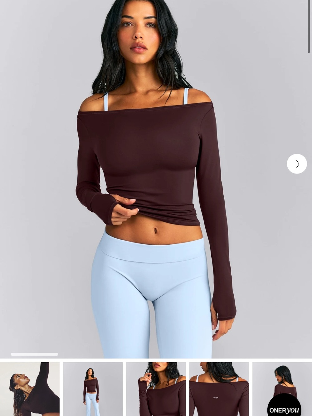 ONER ACTIVE FORME SOFT FITTED OFF SHOULDER LONG SLEEVE TOP